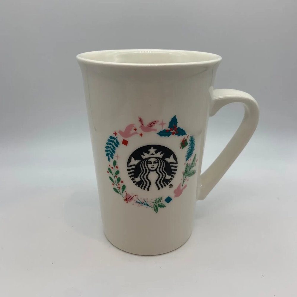 Starbucks 2019 Holiday Ceramic Coffee Mug 10 oz. Christmas Holly & Doves